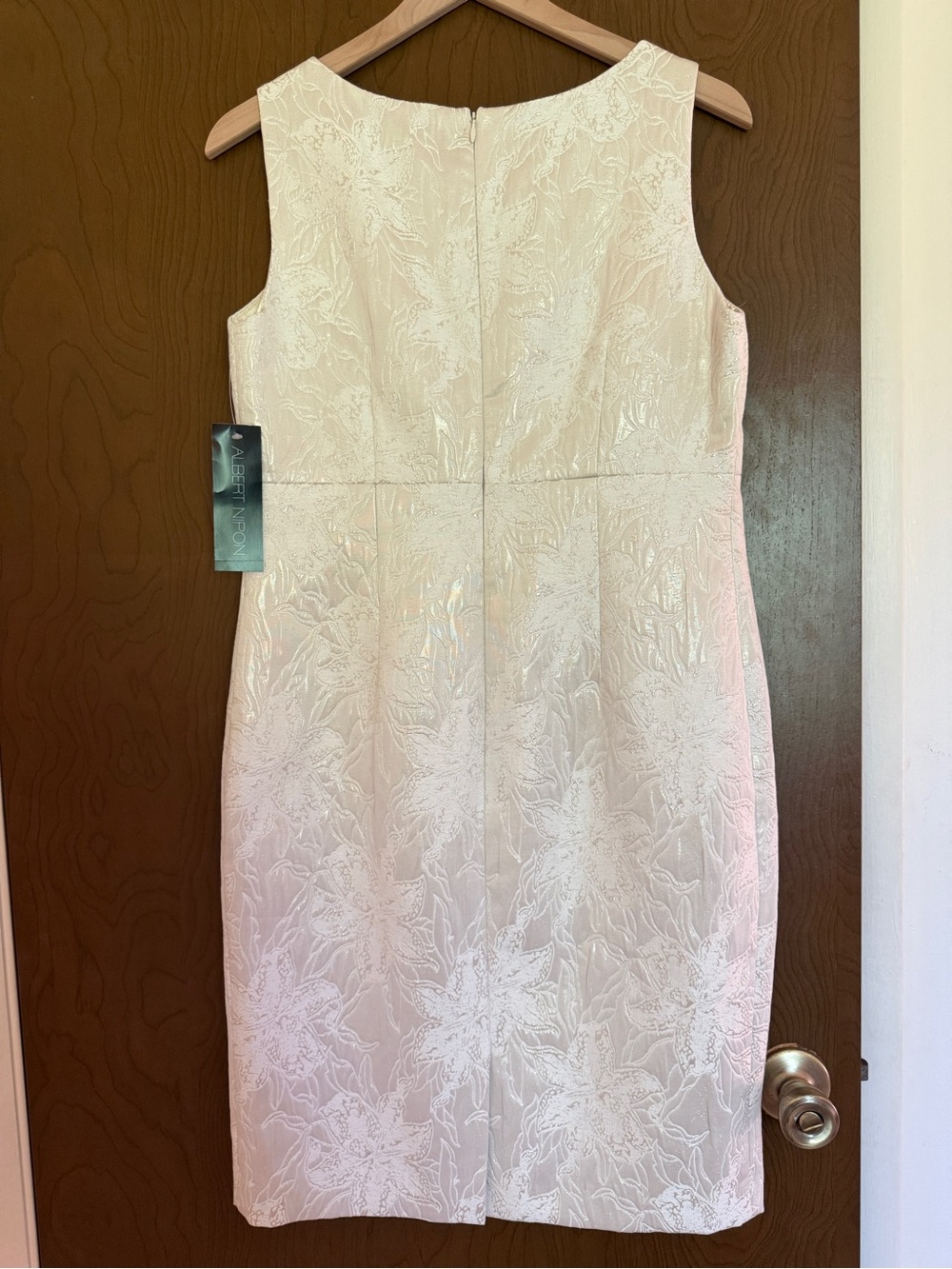 Albert Nipon Cream Floral Jacquard Sheath Dress NWT Quiet Luxury Old Money - Picture 2 of 7